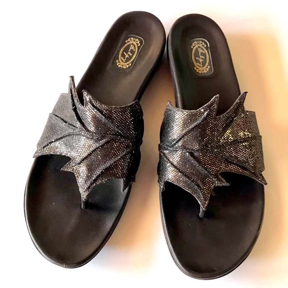 Salpy Metallic Brown Handmade Boho Leather Sandals / Thongs Sz 9.5 Made in USA